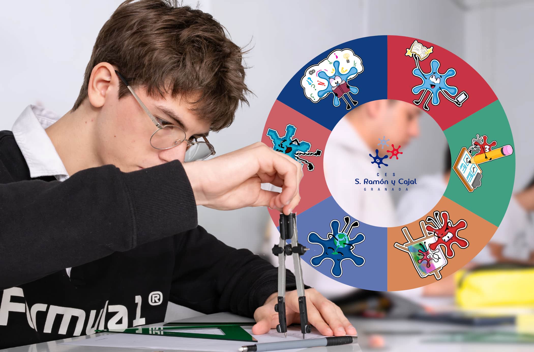 ces-ramon-y-cajal-perfil-competencial Alumnos del Ramón y Cajal por un pasillo felices